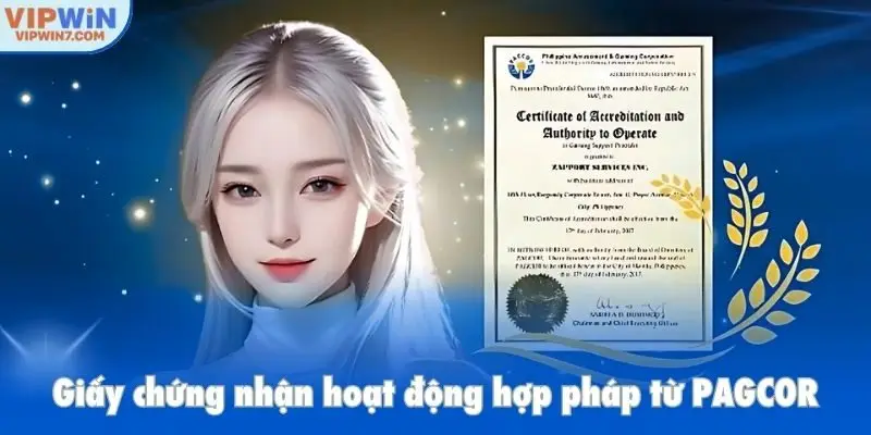 Giấy chứng nhận hoạt động hợp pháp từ PAGCOR