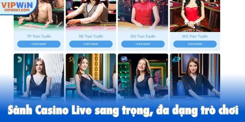 Sảnh Casino Live sang trọng, đa dạng trò chơi